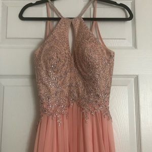 Salmon colored, worn once. Perfect condition.